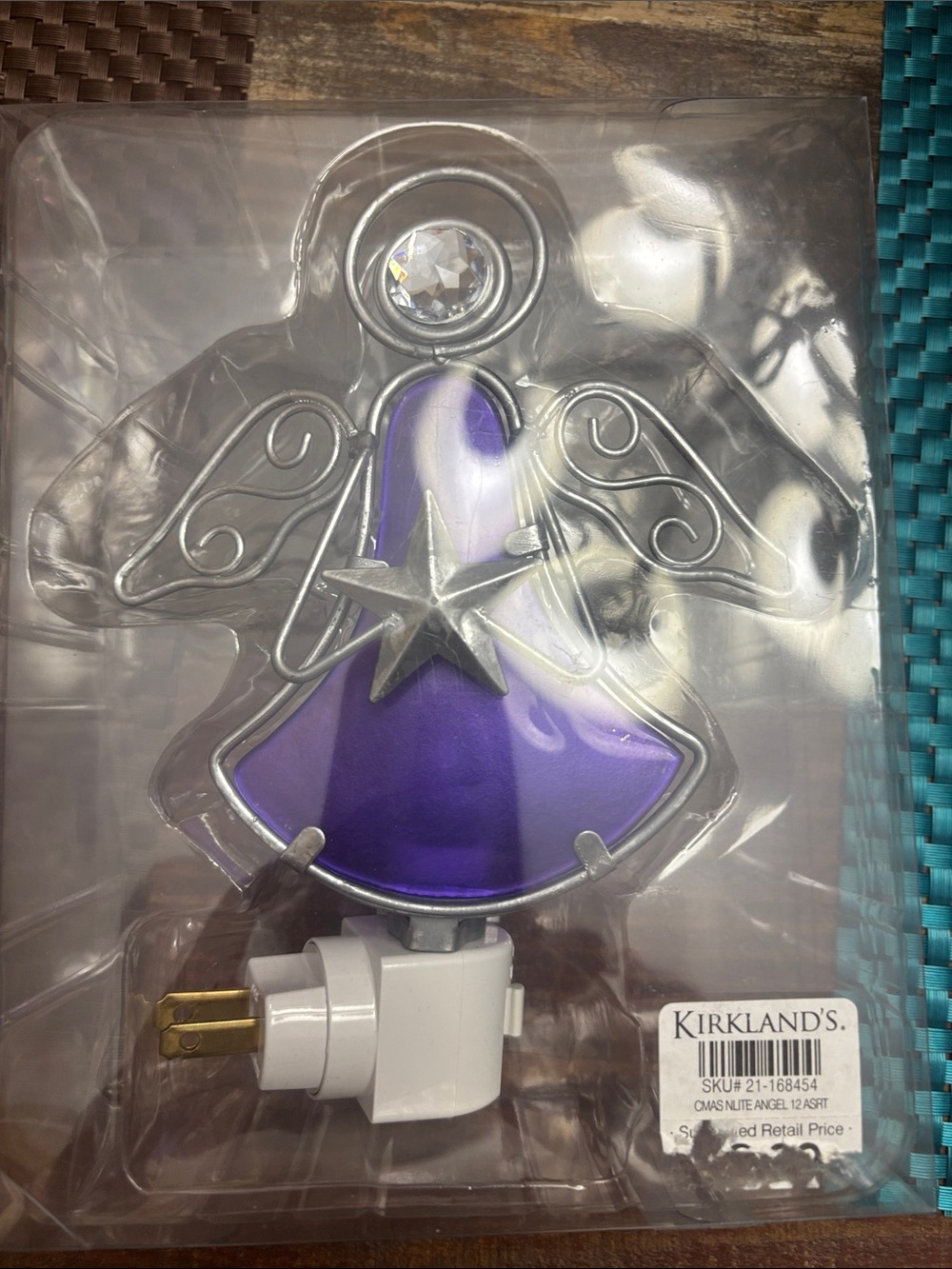 Kirklands Purple and Silver Angel Plug-In Nightlight brand new never used